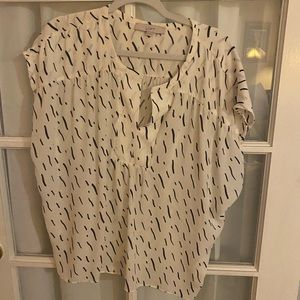 LOFT White Print Blouse
